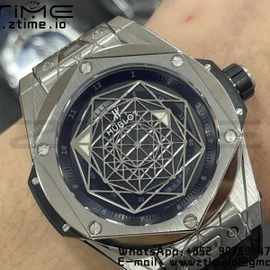HUBLOT Big Bang Sang Bleu Titanium 415.NX.1112.VR.MXM16 WWF 1:1 Best Edition Black Skeletonal Dial On Black Gummy Strap Asian HB1213 - Super Clone Watch | 1:1 Best Version