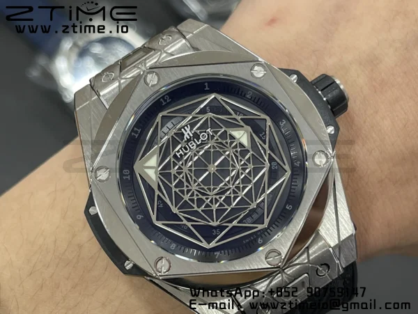 HUBLOT Big Bang Sang Bleu Titanium 415.NX.1112.VR.MXM16 WWF 1:1 Best Edition Black Skeletonal Dial On Black Gummy Strap Asian HB1213 - Super Clone Watch | 1:1 Best Version