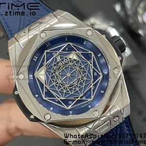 HUBLOT Big Bang Sang Bleu Titanium 415.NX.7179.VR.MXM18 WWF 1:1 Best Edition Blue Skeletonal Dial On Blue Gummy Strap Asian HB1213 - Super Clone Watch | 1:1 Best Version