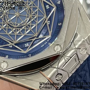 HUBLOT Big Bang Sang Bleu Titanium 415.NX.7179.VR.MXM18 WWF 1:1 Best Edition Blue Skeletonal Dial On Blue Gummy Strap Asian HB1213 - Super Clone Watch | 1:1 Best Version