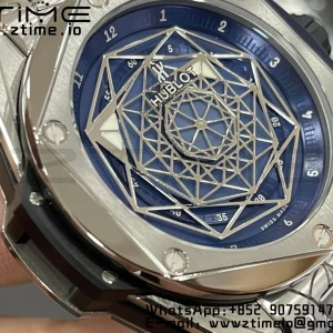 HUBLOT Big Bang Sang Bleu Titanium 415.NX.7179.VR.MXM18 WWF 1:1 Best Edition Blue Skeletonal Dial On Blue Gummy Strap Asian HB1213 - Super Clone Watch | 1:1 Best Version