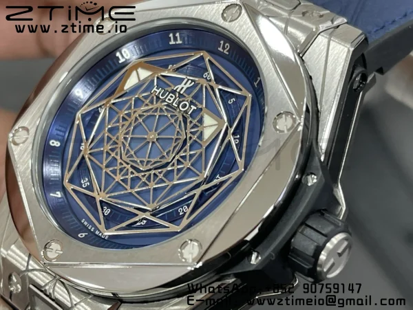 HUBLOT Big Bang Sang Bleu Titanium 415.NX.7179.VR.MXM18 WWF 1:1 Best Edition Blue Skeletonal Dial On Blue Gummy Strap Asian HB1213 - Super Clone Watch | 1:1 Best Version