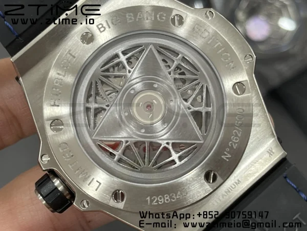 HUBLOT Big Bang Sang Bleu Titanium 415.NX.7179.VR.MXM18 WWF 1:1 Best Edition Blue Skeletonal Dial On Blue Gummy Strap Asian HB1213 - Super Clone Watch | 1:1 Best Version
