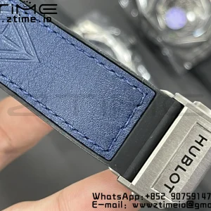 HUBLOT Big Bang Sang Bleu Titanium 415.NX.7179.VR.MXM18 WWF 1:1 Best Edition Blue Skeletonal Dial On Blue Gummy Strap Asian HB1213 - Super Clone Watch | 1:1 Best Version