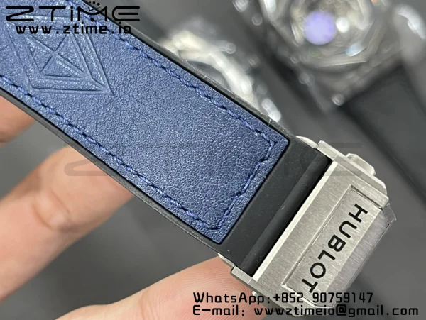HUBLOT Big Bang Sang Bleu Titanium 415.NX.7179.VR.MXM18 WWF 1:1 Best Edition Blue Skeletonal Dial On Blue Gummy Strap Asian HB1213 - Super Clone Watch | 1:1 Best Version