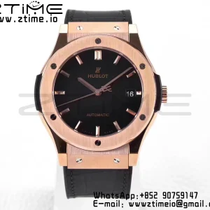HUBLOT Classic Fusion 45mm 511.OX.1181.LR RG WWF 1:1 Best Edition Black Dial on Black Gummy Strap A2892 - Super Clone Watch | 1:1 Best Version