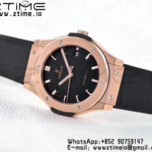 HUBLOT Classic Fusion 45mm 511.OX.1181.LR RG WWF 1:1 Best Edition Black Dial on Black Gummy Strap A2892 - Super Clone Watch | 1:1 Best Version
