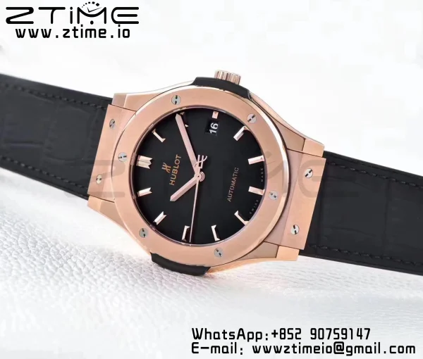 HUBLOT Classic Fusion 45mm 511.OX.1181.LR RG WWF 1:1 Best Edition Black Dial on Black Gummy Strap A2892 - Super Clone Watch | 1:1 Best Version