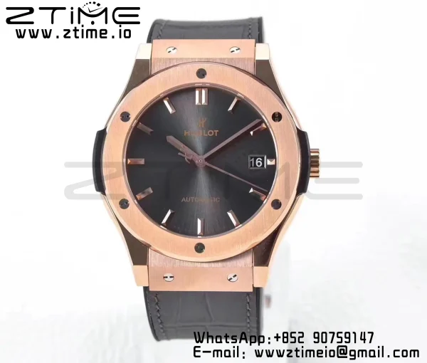 HUBLOT Classic Fusion 45mm 511.OX.7081.LR RG WWF 1:1 Best Edition Gray Dial on Gray Gummy Strap A2892 - Super Clone Watch | 1:1 Best Version