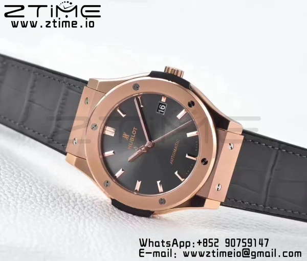 HUBLOT Classic Fusion 45mm 511.OX.7081.LR RG WWF 1:1 Best Edition Gray Dial on Gray Gummy Strap A2892 - Super Clone Watch | 1:1 Best Version