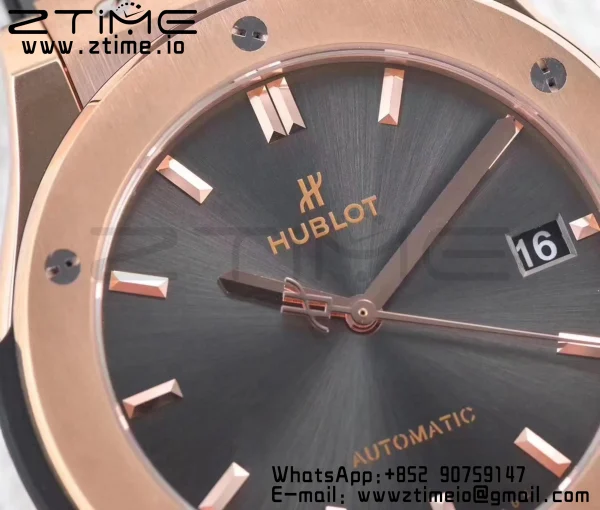 HUBLOT Classic Fusion 45mm 511.OX.7081.LR RG WWF 1:1 Best Edition Gray Dial on Gray Gummy Strap A2892 - Super Clone Watch | 1:1 Best Version