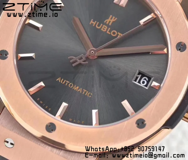 HUBLOT Classic Fusion 45mm 511.OX.7081.LR RG WWF 1:1 Best Edition Gray Dial on Gray Gummy Strap A2892 - Super Clone Watch | 1:1 Best Version