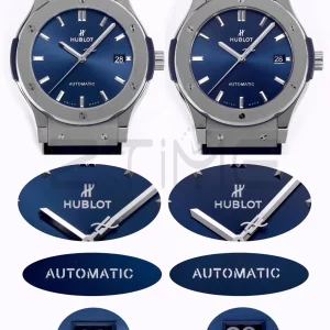 HUBLOT Classic Fusion 45mm 511.NX.7170.LR Titanium WWF 1:1 Best Edition Blue Dial on Blue Gummy Strap A2892 - Super Clone Watch | 1:1 Best Version