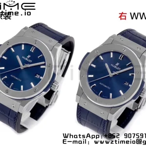 HUBLOT Classic Fusion 45mm 511.NX.7170.LR Titanium WWF 1:1 Best Edition Blue Dial on Blue Gummy Strap A2892 - Super Clone Watch | 1:1 Best Version