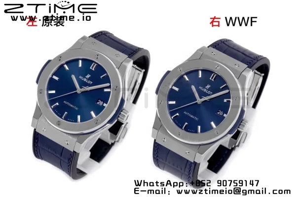 HUBLOT Classic Fusion 45mm 511.NX.7170.LR Titanium WWF 1:1 Best Edition Blue Dial on Blue Gummy Strap A2892 - Super Clone Watch | 1:1 Best Version