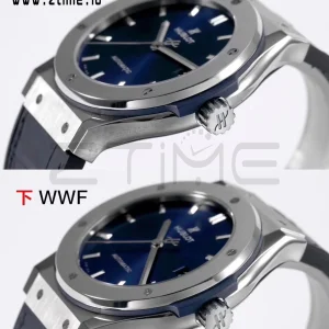 HUBLOT Classic Fusion 45mm 511.NX.7170.LR Titanium WWF 1:1 Best Edition Blue Dial on Blue Gummy Strap A2892 - Super Clone Watch | 1:1 Best Version