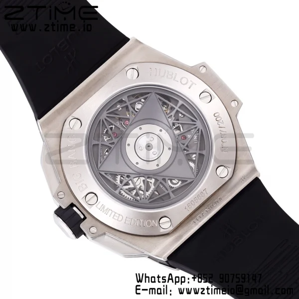 HUBLOT Big Bang Sang Bleu II Chrono 418.NX.1107.RX.MXM19 Titanium BBF Best Edition SS Bezel Black Dial on Black Rubber Strap HUB1240 - Super Clone Watch | 1:1 Best Version