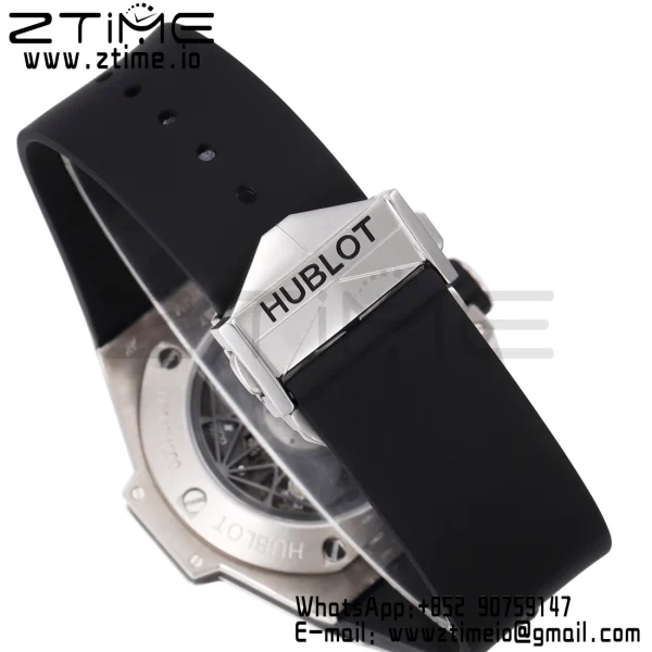HUBLOT Big Bang Sang Bleu II Chrono 418.NX.1107.RX.MXM19 Titanium BBF Best Edition SS Bezel Black Dial on Black Rubber Strap HUB1240 - Super Clone Watch | 1:1 Best Version