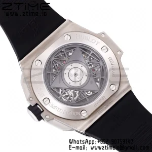 HUBLOT Big Bang Sang Bleu II Chrono 418.NX.5107.RX.MXM20 Titanium BBF Best Edition SS Bezel Blue Dial on Blue Rubber Strap HUB1240 - Super Clone Watch | 1:1 Best Version