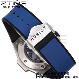 HUBLOT Big Bang Sang Bleu II Chrono 418.NX.5107.RX.MXM20 Titanium BBF Best Edition SS Bezel Blue Dial on Blue Rubber Strap HUB1240 - Super Clone Watch | 1:1 Best Version