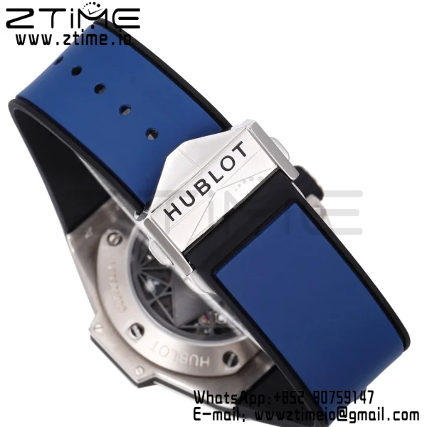 HUBLOT Big Bang Sang Bleu II Chrono 418.NX.5107.RX.MXM20 Titanium BBF Best Edition SS Bezel Blue Dial on Blue Rubber Strap HUB1240 - Super Clone Watch | 1:1 Best Version