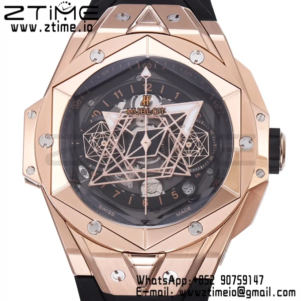 HUBLOT Big Bang Sang Bleu II Chrono 418.OX.1108.RX.MXM19 RG BBF Best Edition  Black Dial on Black Rubber Strap HUB1240 - Super Clone Watch | 1:1 Best Version