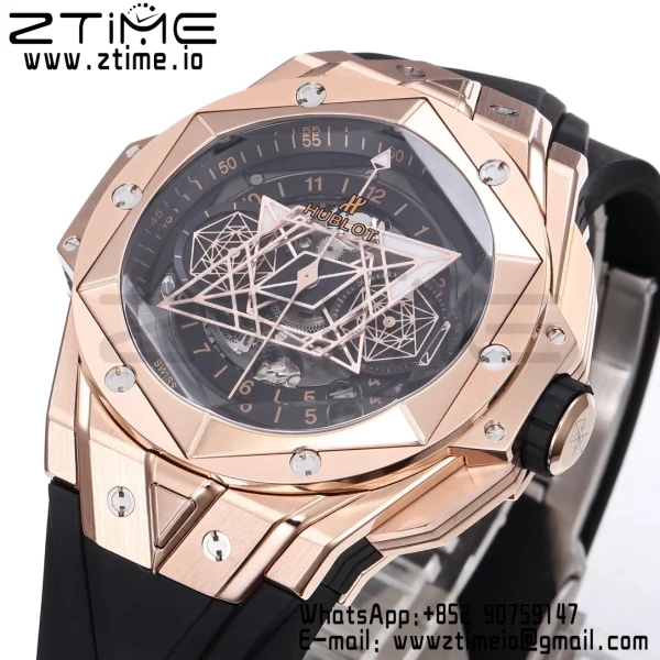 HUBLOT Big Bang Sang Bleu II Chrono 418.OX.1108.RX.MXM19 RG BBF Best Edition  Black Dial on Black Rubber Strap HUB1240 - Super Clone Watch | 1:1 Best Version