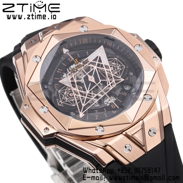 HUBLOT Big Bang Sang Bleu II Chrono 418.OX.1108.RX.MXM19 RG BBF Best Edition  Black Dial on Black Rubber Strap HUB1240 - Super Clone Watch | 1:1 Best Version