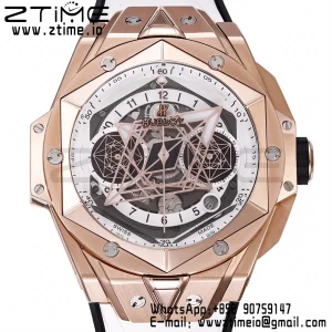 HUBLOT Big Bang Sang Bleu II Chrono 418.OX.2001.RX.MXM20 RG BBF Best Edition  White Dial on White Rubber Strap HUB1240 - Super Clone Watch | 1:1 Best Version