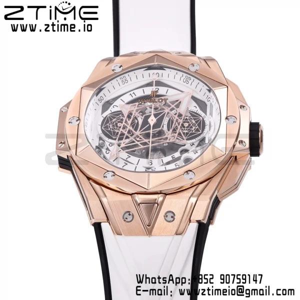 HUBLOT Big Bang Sang Bleu II Chrono 418.OX.2001.RX.MXM20 RG BBF Best Edition  White Dial on White Rubber Strap HUB1240 - Super Clone Watch | 1:1 Best Version