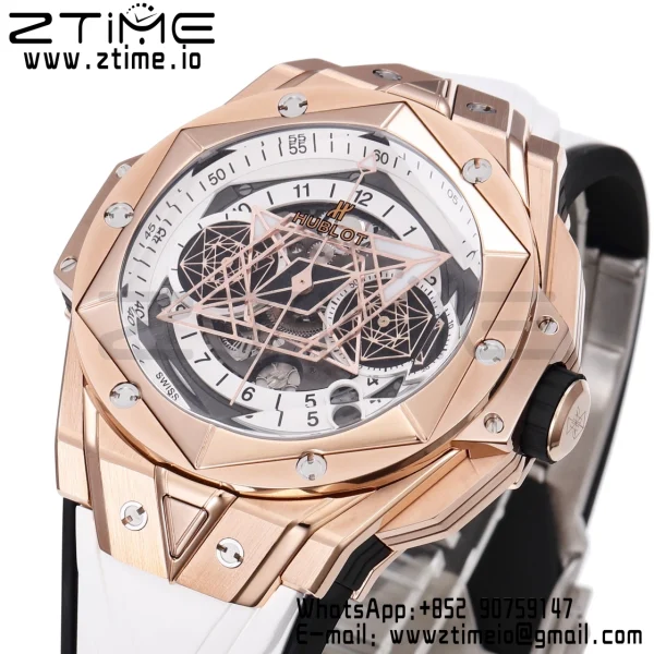HUBLOT Big Bang Sang Bleu II Chrono 418.OX.2001.RX.MXM20 RG BBF Best Edition  White Dial on White Rubber Strap HUB1240 - Super Clone Watch | 1:1 Best Version