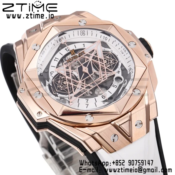 HUBLOT Big Bang Sang Bleu II Chrono 418.OX.2001.RX.MXM20 RG BBF Best Edition  White Dial on White Rubber Strap HUB1240 - Super Clone Watch | 1:1 Best Version