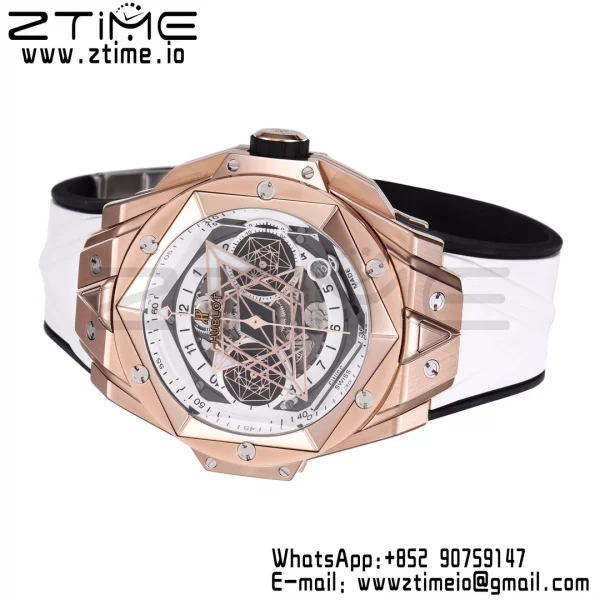 HUBLOT Big Bang Sang Bleu II Chrono 418.OX.2001.RX.MXM20 RG BBF Best Edition  White Dial on White Rubber Strap HUB1240 - Super Clone Watch | 1:1 Best Version