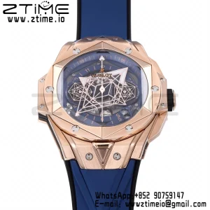 HUBLOT Big Bang Sang Bleu II Chrono 418.OX.5108.RX.MXM20 RG BBF Best Edition Quadrante blu su cinturino in caucciù blu HUB1240 - Orologio super clone | 1:1 Versione migliore