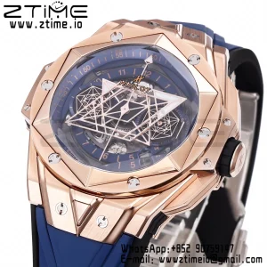 HUBLOT Big Bang Sang Bleu II Chrono 418.OX.5108.RX.MXM20 RG BBF Best Edition Quadrante blu su cinturino in caucciù blu HUB1240 - Orologio super clone | 1:1 Versione migliore