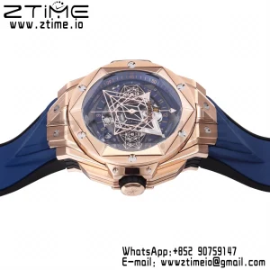 HUBLOT Big Bang Sang Bleu II Chrono 418.OX.5108.RX.MXM20 RG BBF Best Edition Quadrante blu su cinturino in caucciù blu HUB1240 - Orologio super clone | 1:1 Versione migliore