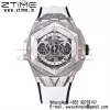 HUBLOT Big Bang Sang Bleu II Chrono 418.NX.2001.RX.MXM20 Titanium BBF Best Edition SS Bezel White Dial on WhiteRubber Strap HUB1240 - Super Clone Watch | 1:1 Best Version
