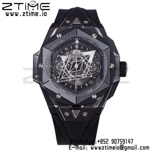 HUBLOT Big Bang Sang Bleu II  418.CX.1114.RX.MXM20 Black Ceramic BBF Best Edition Black Dial on Black Rubber Strap A1240 - Super Clone Watch | 1:1 Best Version