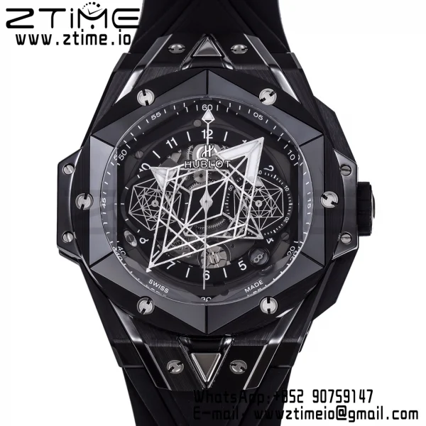 HUBLOT Big Bang Sang Bleu II  418.CX.1114.RX.MXM20 Black Ceramic BBF Best Edition Black Dial on Black Rubber Strap A1240 - Super Clone Watch | 1:1 Best Version