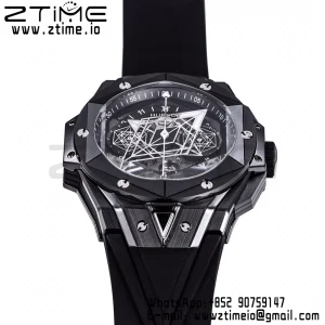 HUBLOT Big Bang Sang Bleu II  418.CX.1114.RX.MXM20 Black Ceramic BBF Best Edition Black Dial on Black Rubber Strap A1240 - Super Clone Watch | 1:1 Best Version