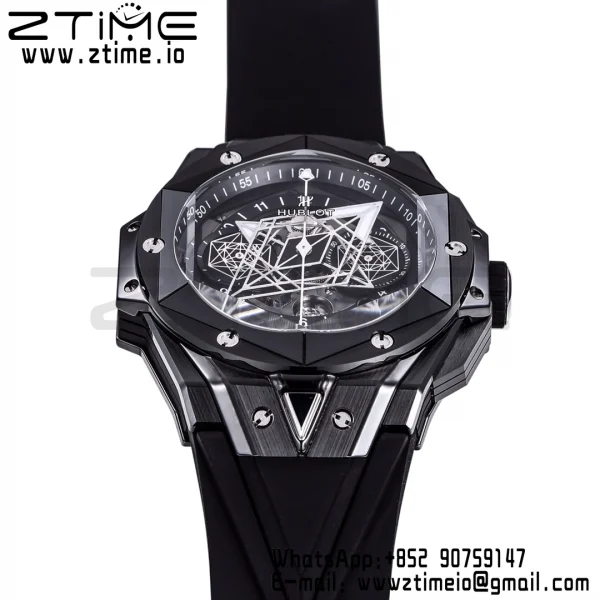 HUBLOT Big Bang Sang Bleu II  418.CX.1114.RX.MXM20 Black Ceramic BBF Best Edition Black Dial on Black Rubber Strap A1240 - Super Clone Watch | 1:1 Best Version