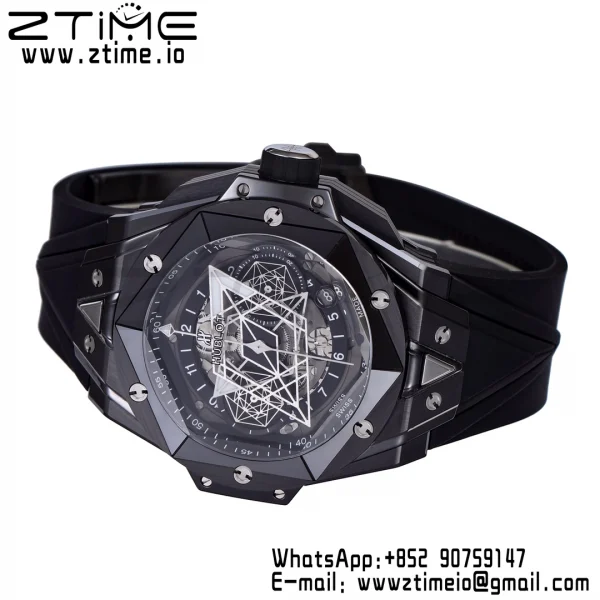 HUBLOT Big Bang Sang Bleu II  418.CX.1114.RX.MXM20 Black Ceramic BBF Best Edition Black Dial on Black Rubber Strap A1240 - Super Clone Watch | 1:1 Best Version