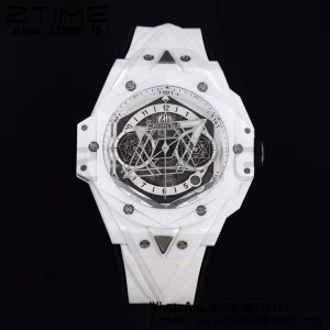 HUBLOT Big Bang Sang Bleu II 418.HX.2001.RX.MXM21 White Ceramic BBF Best Edition White Dial on White Rubber Strap A1240 - Super Clone Watch | 1:1 Best Version