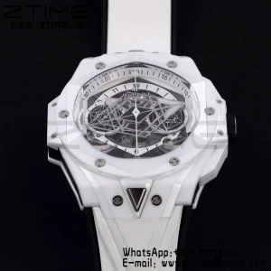 HUBLOT Big Bang Sang Bleu II 418.HX.2001.RX.MXM21 White Ceramic BBF Best Edition White Dial on White Rubber Strap A1240 - Super Clone Watch | 1:1 Best Version