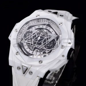 HUBLOT Big Bang Sang Bleu II 418.HX.2001.RX.MXM21 White Ceramic BBF Best Edition White Dial on White Rubber Strap A1240 - Super Clone Watch | 1:1 Best Version
