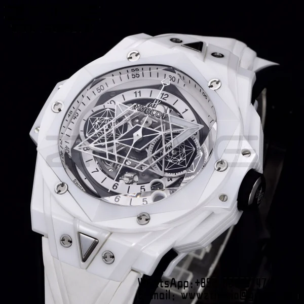 HUBLOT Big Bang Sang Bleu II 418.HX.2001.RX.MXM21 White Ceramic BBF Best Edition White Dial on White Rubber Strap A1240 - Super Clone Watch | 1:1 Best Version