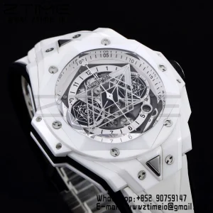 HUBLOT Big Bang Sang Bleu II 418.HX.2001.RX.MXM21 White Ceramic BBF Best Edition White Dial on White Rubber Strap A1240 - Super Clone Watch | 1:1 Best Version