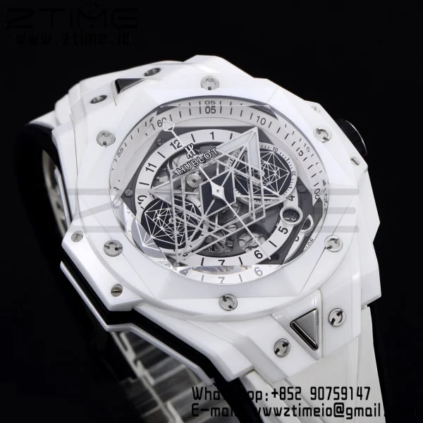 HUBLOT Big Bang Sang Bleu II 418.HX.2001.RX.MXM21 White Ceramic BBF Best Edition White Dial on White Rubber Strap A1240 - Super Clone Watch | 1:1 Best Version