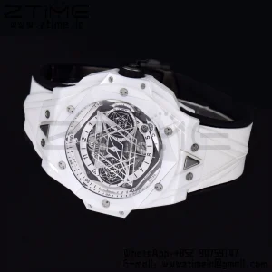 HUBLOT Big Bang Sang Bleu II 418.HX.2001.RX.MXM21 White Ceramic BBF Best Edition White Dial on White Rubber Strap A1240 - Super Clone Watch | 1:1 Best Version