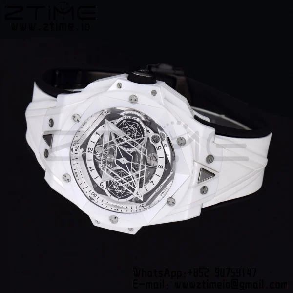 HUBLOT Big Bang Sang Bleu II 418.HX.2001.RX.MXM21 White Ceramic BBF Best Edition White Dial on White Rubber Strap A1240 - Super Clone Watch | 1:1 Best Version
